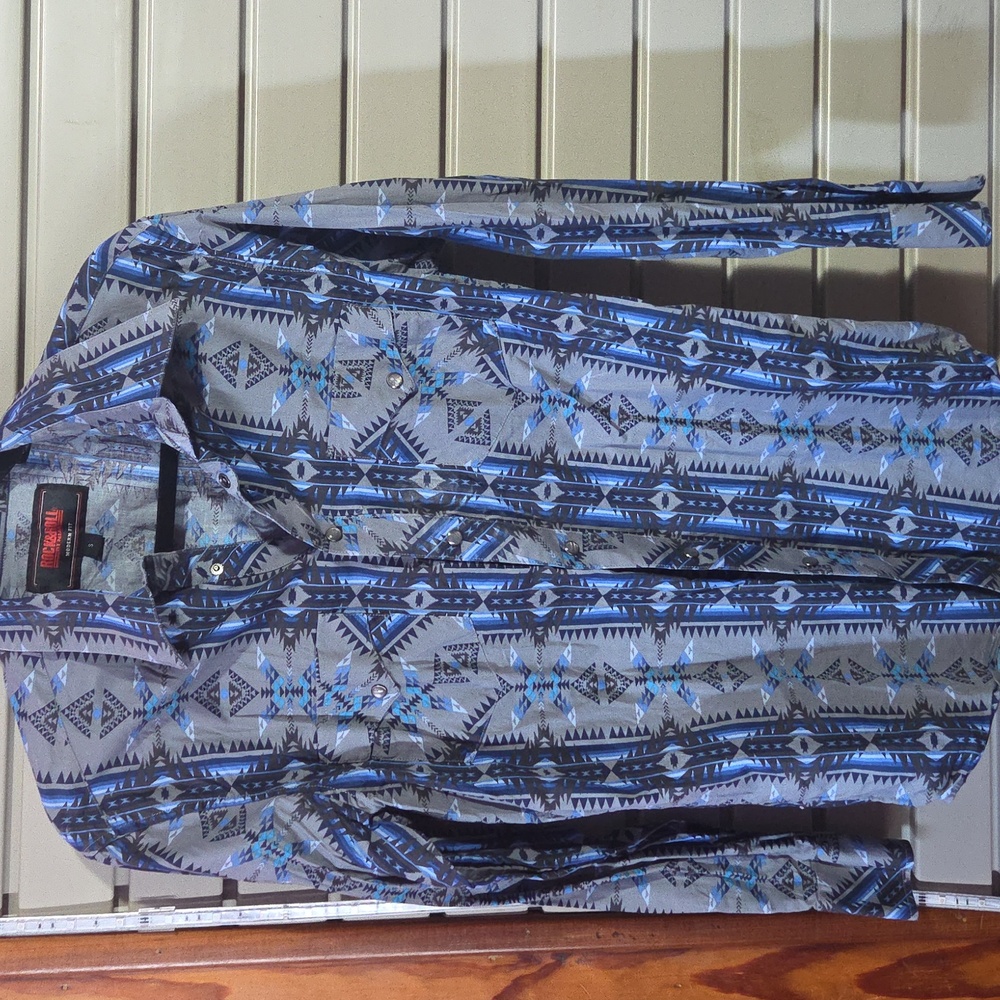 Western Geometric Patterned Button-Up Shirt